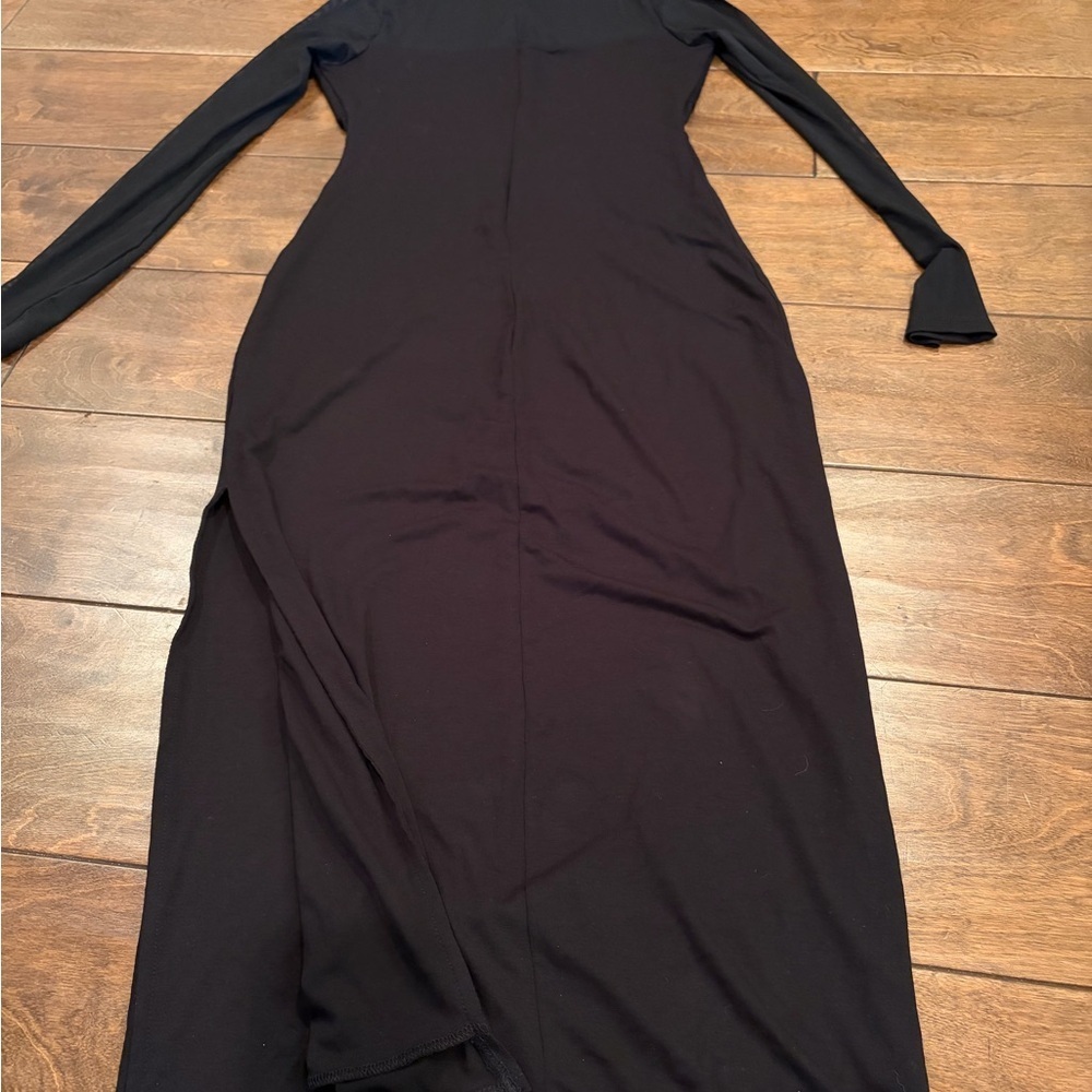 Elegant Black Sheer Mesh Sleeve Dress by Petal and Pup - Picture 2 of 6